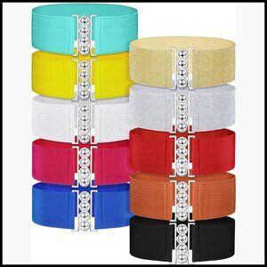 Wide Elastic Stretch Belt with Alloy Buckle for Women